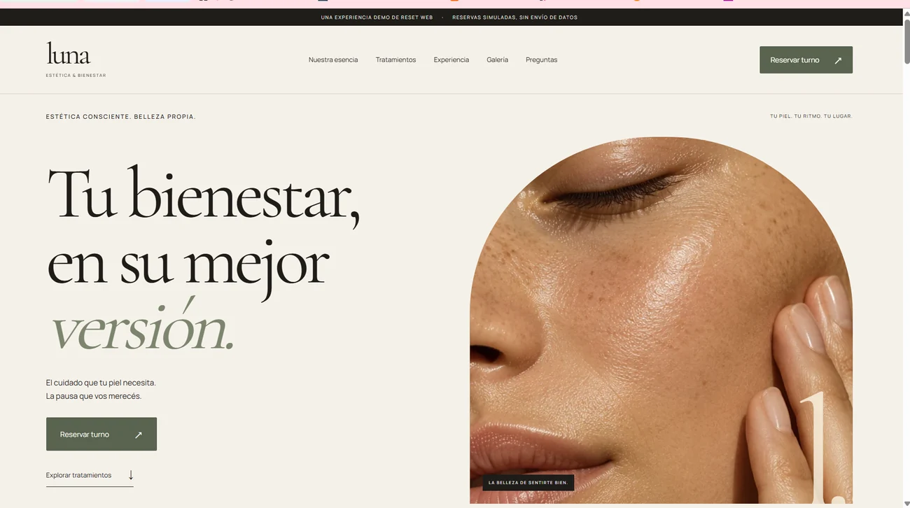 Captura real de Luna Estética